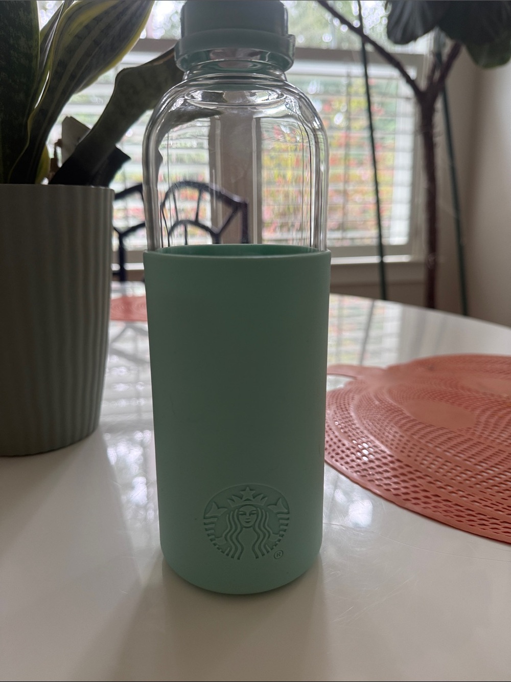 Starbucks Mint Green Glass Bottle with Silicone Sleeve